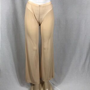Women’s Beige Mesh Pants With Elastic Waist Size Large Made In USA